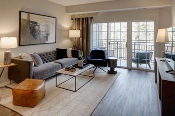 Classic Living Room Design With Television at The MilTon Luxury Apartments, Vernon Hills, Illinois